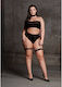 Shots Sexy Σετ Εσωρούχων με Ζαρτιέρες Μαύρο Plus Size 3τμχ