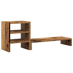 vidaXL Stand Desk Mounted Monitor Old Wood Look...