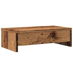 vidaXL Stand Desk Mounted Monitor Old Wood Look...