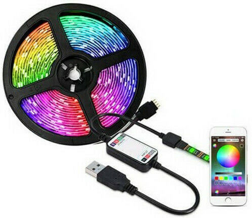 Rixme Ταινία LED USB 5V RGB Φως 5m Τύπου SMD5050 με Τροφοδοτικό
