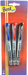 Best Pen Set Rollerball Blue-Red-Black Ink 3pcs