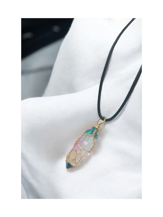 Multicolor Crystal Glass Necklace with Gold Plating