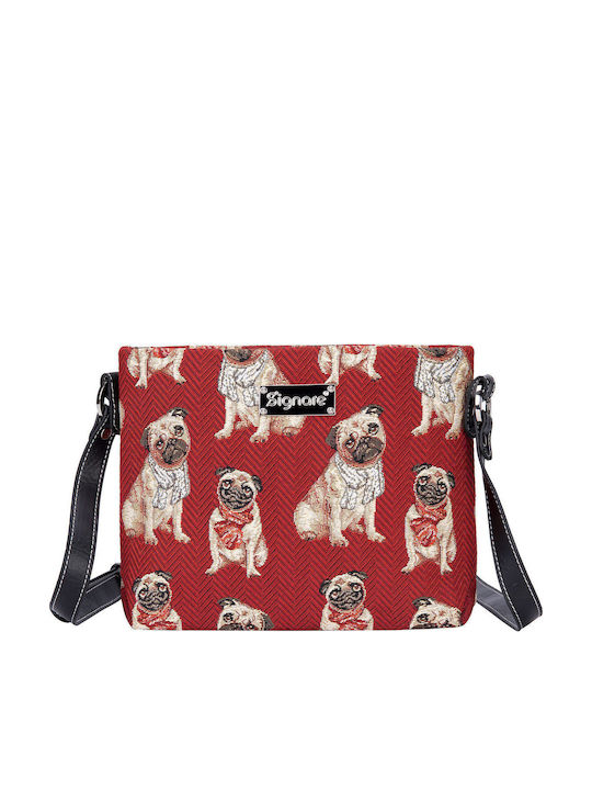 Signare Pug Pug Γυναικεία Τσάντα Χιαστί Κόκκινη