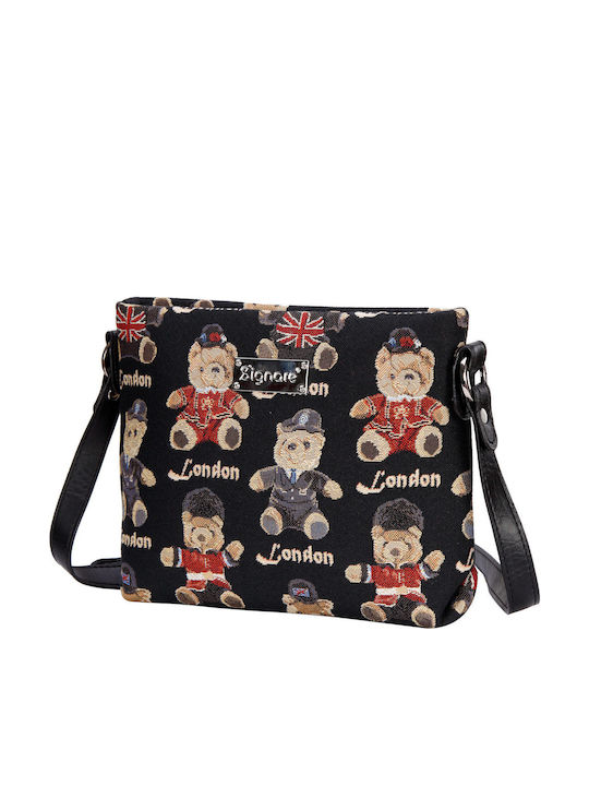 Signare London Bear Γυναικεία Τσάντα Χιαστί Μαύρη