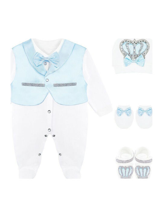 Set Babystrampler Langärmliges mit Mütze Weiß 5Stück