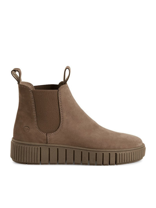 Leather Women's Ankle Boots Platform Taupe