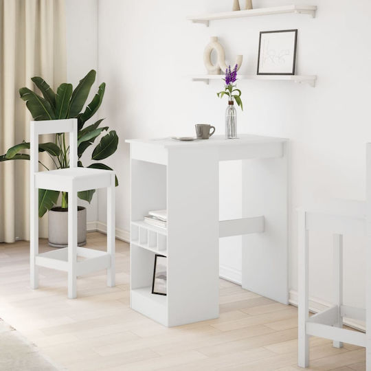 Vidaxl Τραπέζι Μπαρ Ράφια Λευκό 90x47,5x103,5cm Επεξεργ Ξύλο 1 Τεμ Λευκό