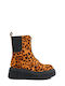 Leopard Ankle Boots with Zipper and Elastic