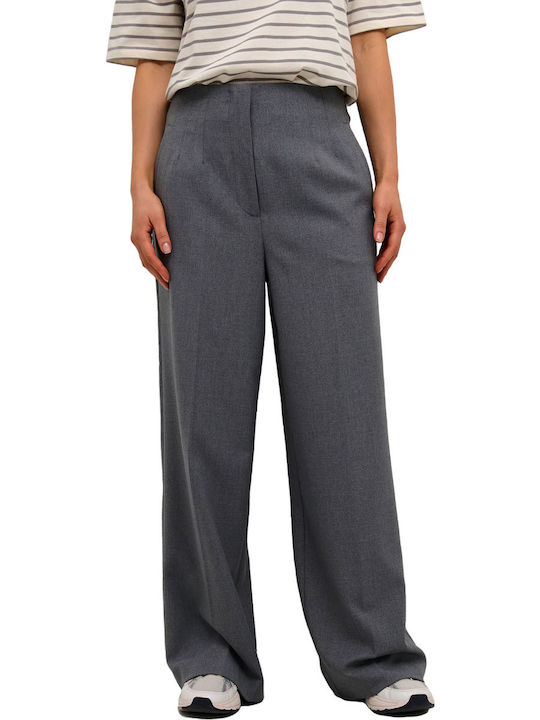 Damen Hoch tailliert Stoff Hose Gray