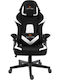Raptor Fury Fabric Gaming Chair with Adjustable Arms Black / White