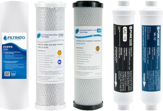 Filtrato Water Filter Cartridge Reverse Osmosis Activated Carbon RO6-PLUS 5 Micron 5 Pieces