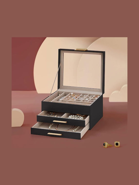 Jewellery Box with Drawers 23.1x20.3x13.5 Songmics Jbc239b03