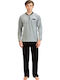 Harmony Men's Winter Velvet Pajamas Set Grey, Black