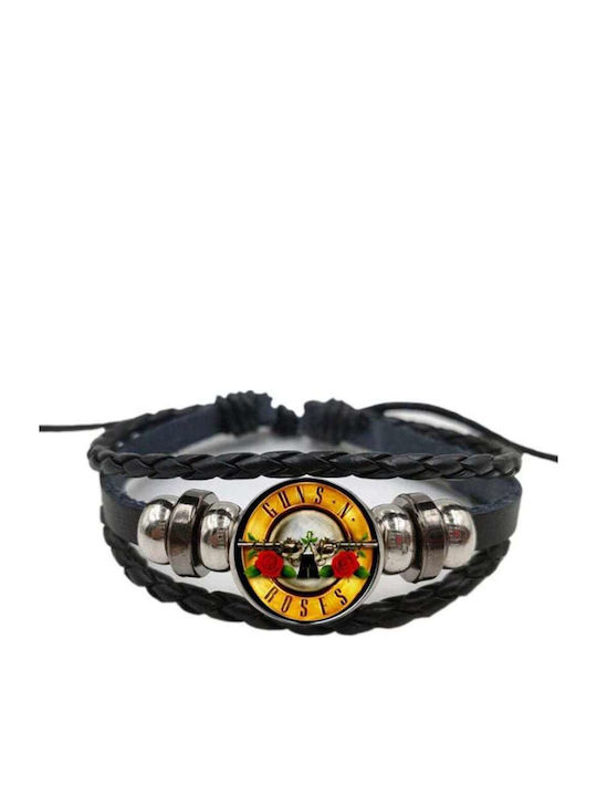 Βραχιόλι Guns N Roses Μαύρο Σχοινί Ρυθμιζόμενο Guns N Roses Bracelet Black Rope Adjustable Molfs
