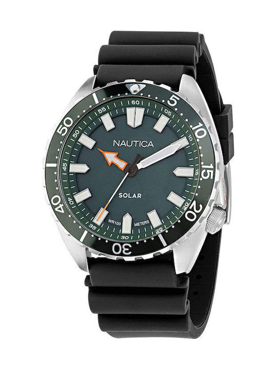 Nautica Ceas Bărbați 44mm Solar cu Curea Cauciuc Neagră