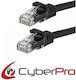 CyberPro U/UTP Cat.6a (Gigabit) Καλώδιο Δικτύου Ethernet 0.5m Μαύρο