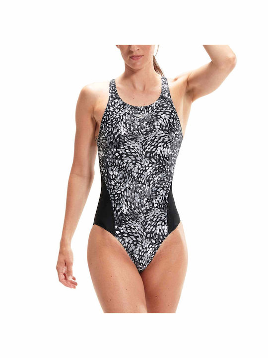 Speedo Allover Digital Recordbreaker One-Piece Swimsuit Black/Multi