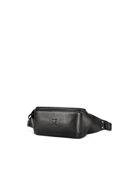 Bull Captain Leather Waist Bag Black