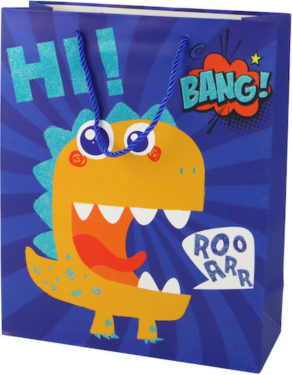 Navy Blue Dinosaur Paper Gift Bag 41.5cm x 30cm x 12cm