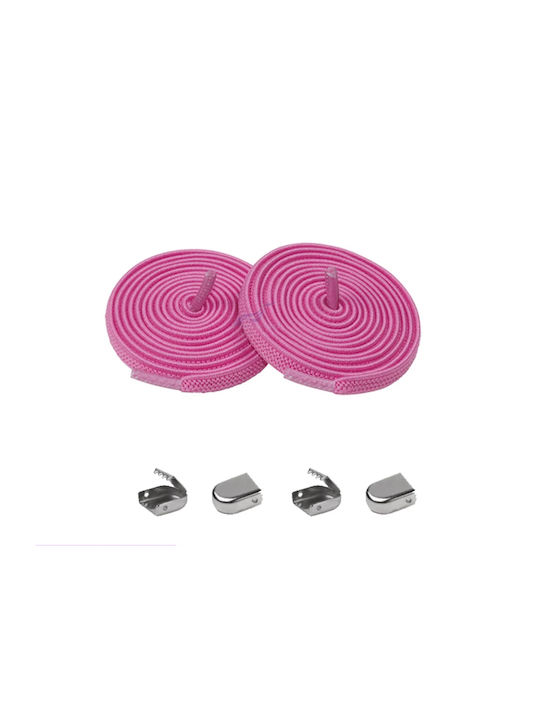 Elastische flache Schnürsenkel Pink Metallstopper 1m