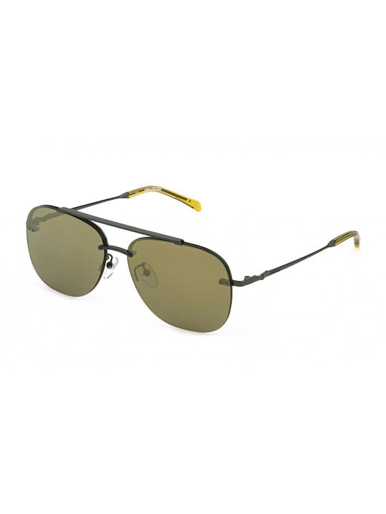 Zadig & Voltaire Men's Sunglasses with Black Metal Frame and Green Lens SZV277 568G