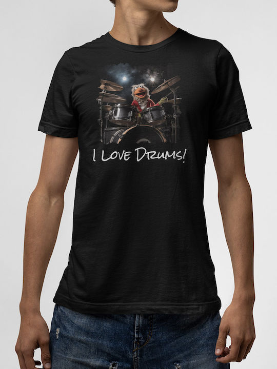 T-shirt Black I Love Drums