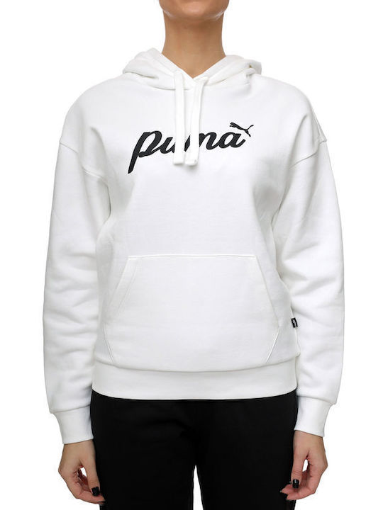 PUMA Ess+ Γυναικείο Φούτερ με Κουκούλα Λευκό