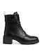 Leather Women's Ankle Boots with Medium Heel Black
