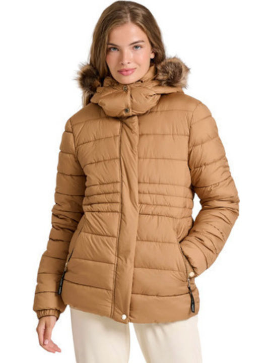Funky Buddha Scurtă Jachetă de femei Puffer Maro