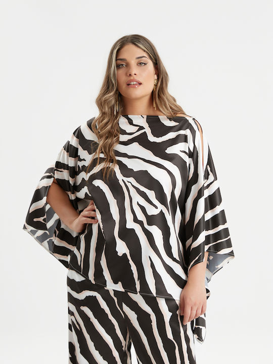 Μπλούζα Zebra Print Φαρδιά Μανίκια