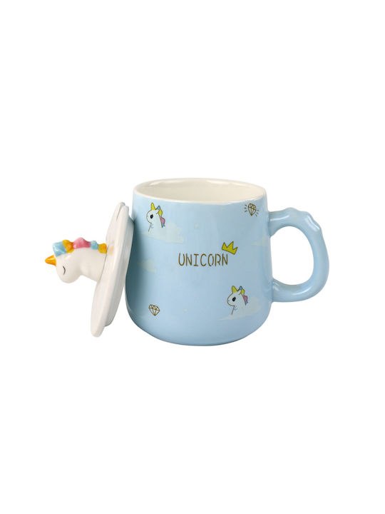 Unicorn Schimbare de Căldură Cană Ceramică cu Capac Albastru 350ml 1buc 5905884452950