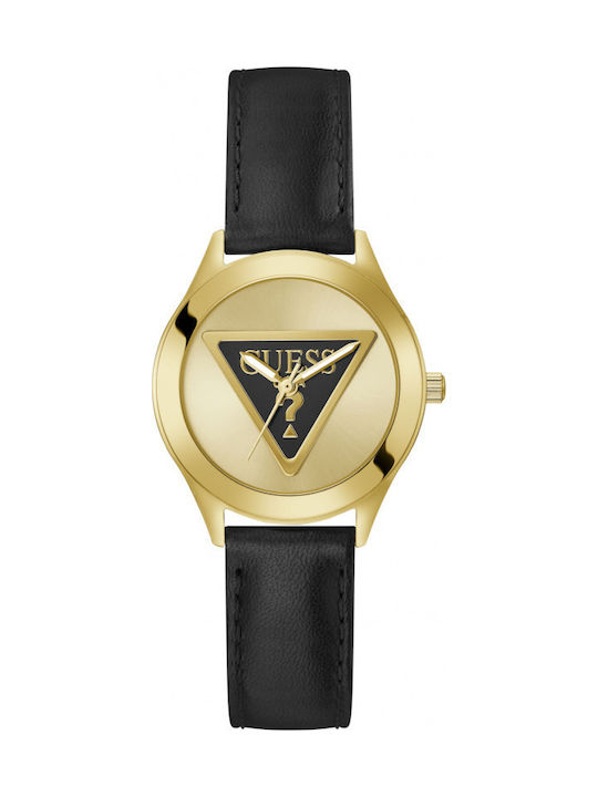Guess Damen Uhr mit Gold Lederarmband