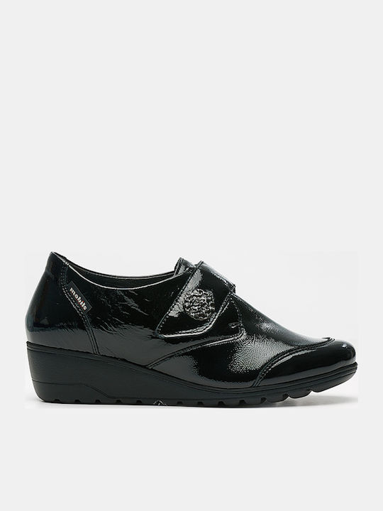 Lackleder Damen Mokassins in Schwarz Farbe