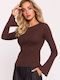 MOE Women's Blouse Long Sleeve Brown