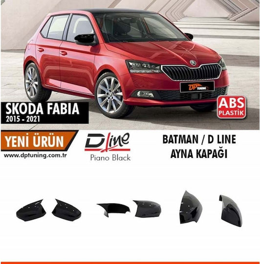 Capace Oglinzi Compatibile Skoda Fabia III 2015-2021 Negru Lucios Stil Batman