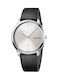 Calvin Klein Minimal Watch Battery with Black Leather Strap