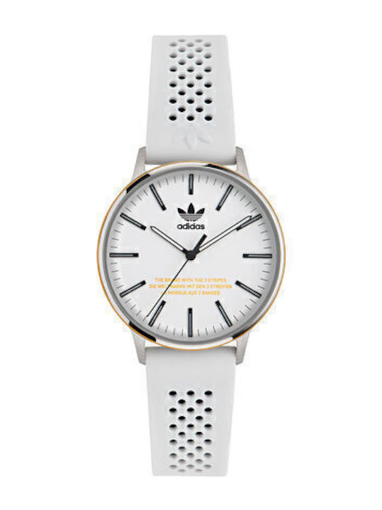 adidas Ceas Uomo 38mm Baterie cu Cauciuc Albă C...