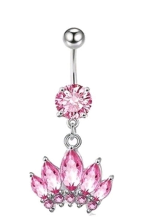 Amalfi Accessories Bauchnabel Piercing aus Stahl Silber / Rosa