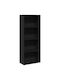 Bookcase Black Velvet-Black Metal 60x30x152cm