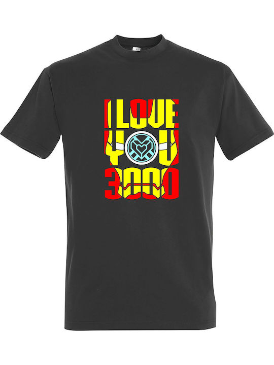 I Love You 3000 Avengers Ironman T-shirt Γκρι Βαμβακερό