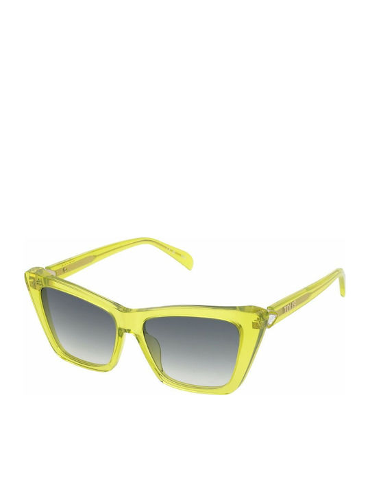 Tous Women's Sunglasses with Yellow Plastic Frame and Gray Gradient Lens