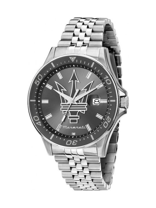 Maserati Sfida Ανδρικό Ρολόι 44mm Μπαταρίας με Ασημί Μεταλλικό Μπρασελέ