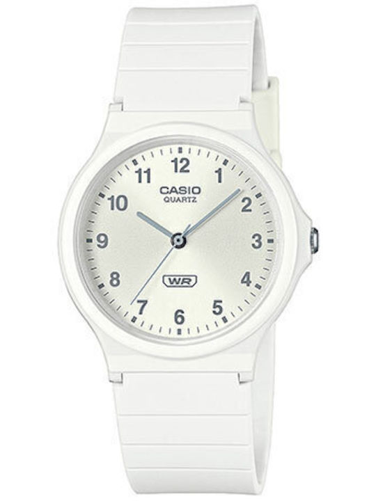 Casio Collection Damen Uhr mit Weiß Kautschukarmband