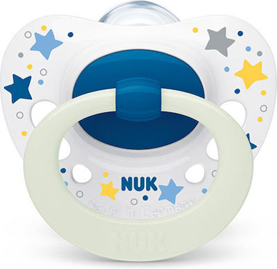 Nuk Orthodontic Pacifier Silicone Signature Star White Night for 18-36 months 1pcs