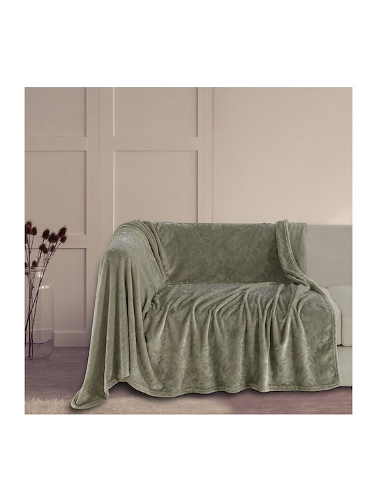 Melinen Aria Three-Seater Sofa Throw Jacquard 170x300cm Olive/Grey