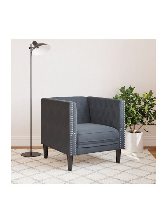 Chesterfield Dunkel Sessel Samt Dark Grey 71x74...