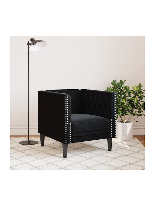 Chesterfield Sessel Samt Black Velvet-Black Met...