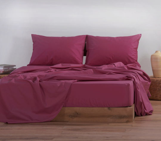 Nef-Nef Homeware für Einzelbett 100x200+30cm mit Gummizug Basic Bordo