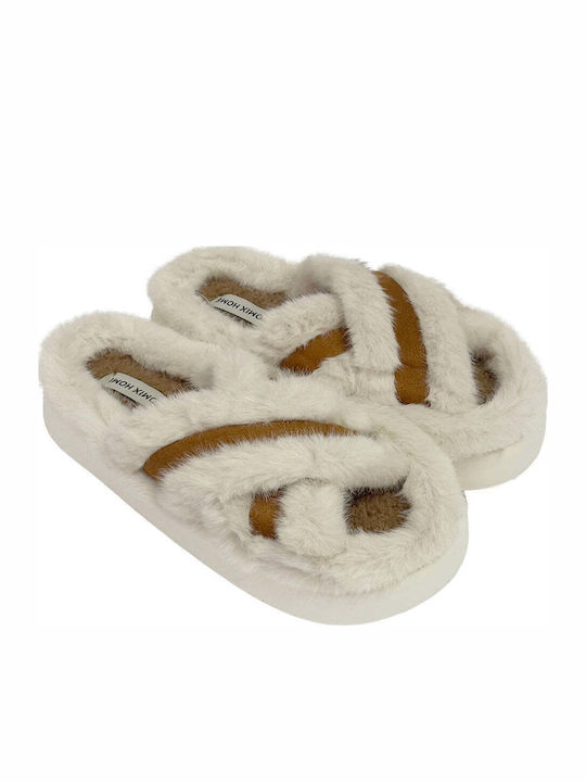 Ustyle Winter Damen Hausschuhe mit Fell Schwarze