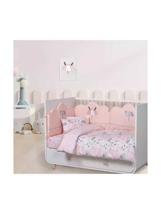 Das Home Set Baby Bettwäsche Für Krippe Baumwolle Grey, White, Pink 130x170cm 3Stück